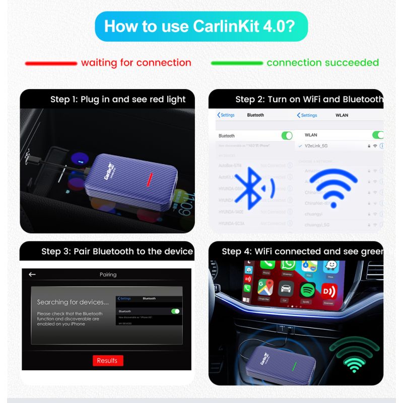 CarlinKit 4.0 Bezdrôtový CarPlay Box pre Audi VW Kia Jednoduché Plug and Play Hands-Free Konektivita
