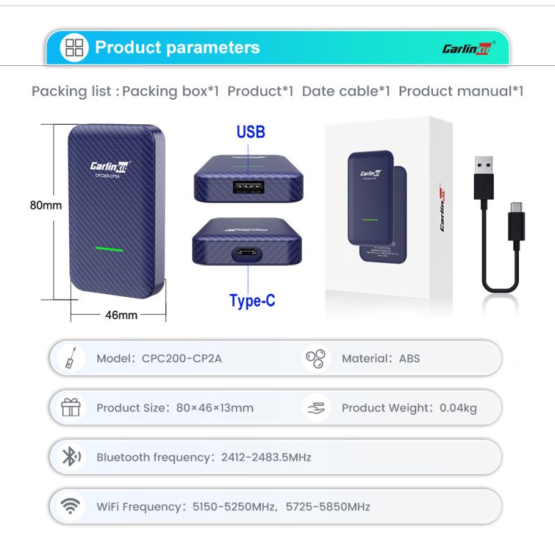 CarlinKit 4.0 Bezdrôtový CarPlay Box pre Audi VW Kia Jednoduché Plug and Play Hands-Free Konektivita