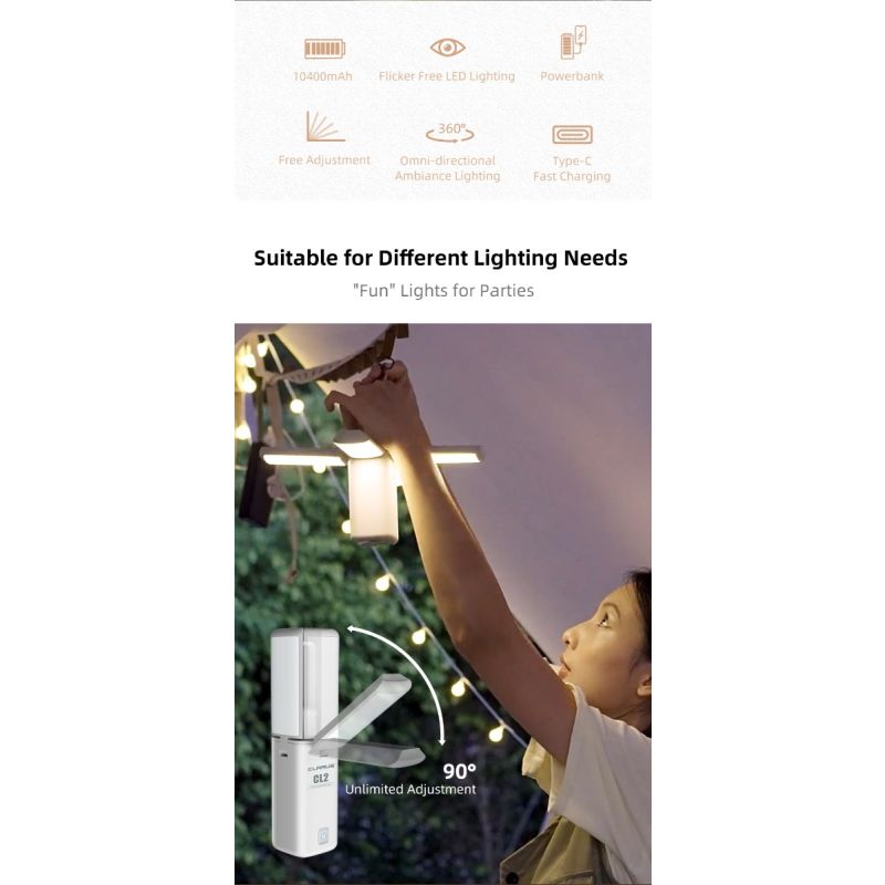 Klarus CL2 kempingová lampa 750 lúmenov s nastaviteľným uhlom starostlivosť o oči 7 osvetľovacích režimov