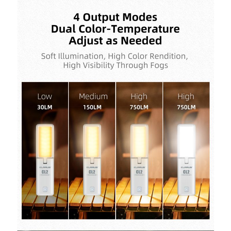 Klarus CL2 kempingová lampa 750 lúmenov s nastaviteľným uhlom starostlivosť o oči 7 osvetľovacích režimov