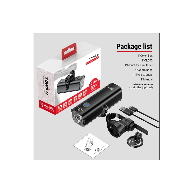 Objavte TOWILD CL600 LED svetlo na bicykel s USB dobíjateľnou batériou 2000mAh a vodotesným dizajnom