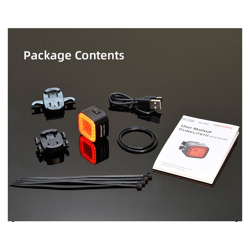 Enfitnix Cubelite III inteligentné zadné svetlo LED 30 lumenov USB nabíjanie bezpečnosť na bicykli viditeľnosť
