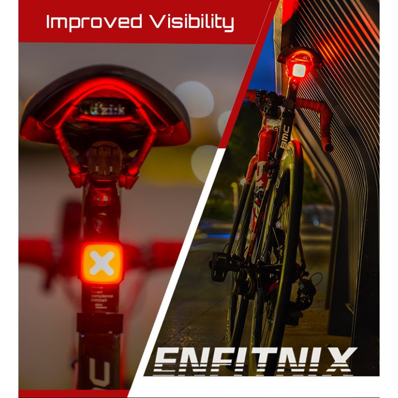 Enfitnix Cubelite III inteligentné zadné svetlo LED 30 lumenov USB nabíjanie bezpečnosť na bicykli viditeľnosť