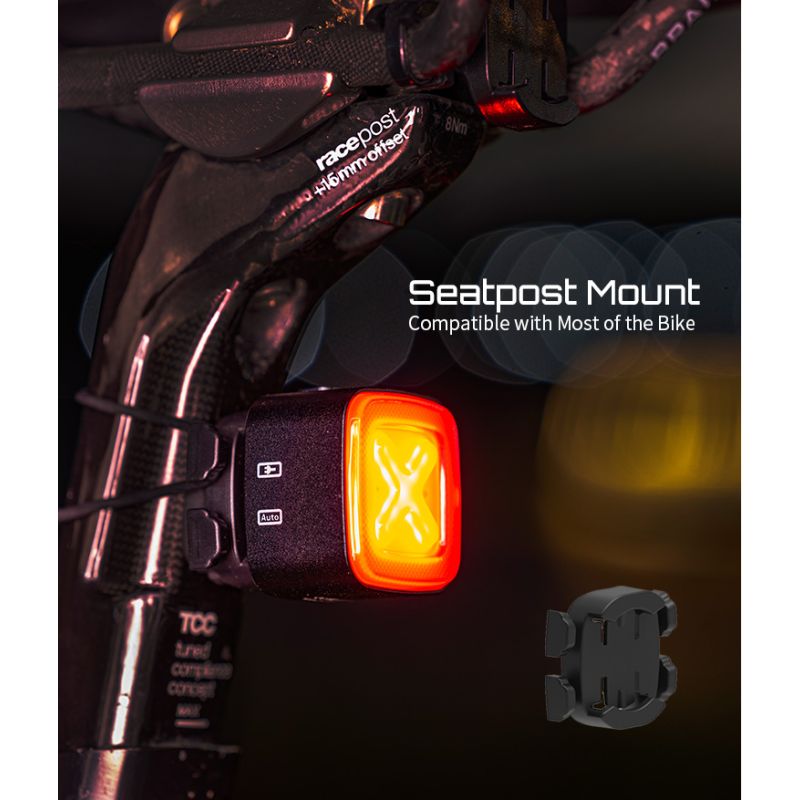 Enfitnix Cubelite III inteligentné zadné svetlo LED 30 lumenov USB nabíjanie bezpečnosť na bicykli viditeľnosť