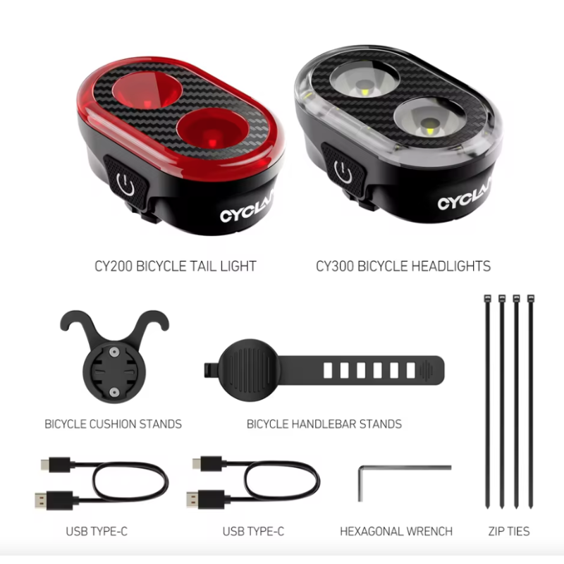 CYCLAMI CY200 zadné svetlo na bicykel s inteligentným brzdovým senzorom vysoká viditeľnosť IPX6 odolné