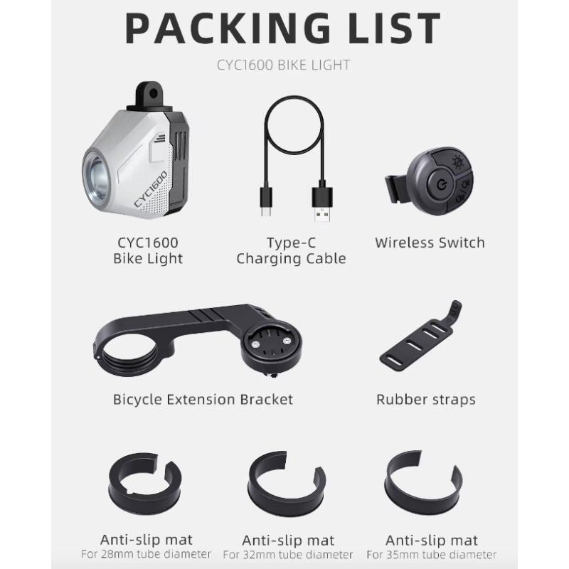 LED Závesné predné svetlá 1600LM bezdrôtové ovládanie vysoký jas pre bezpečnosť jazdy na bicykli