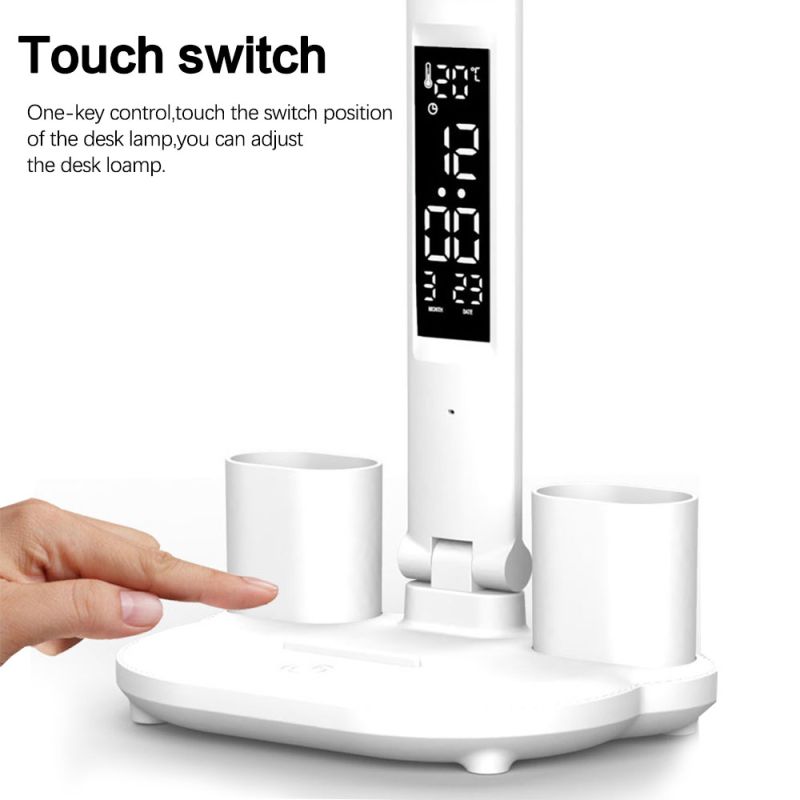Multifunkčná LED stolová lampa s kalendárom USB dotykové nočné svetlo ochrana očí pre moderné príslušenstvo