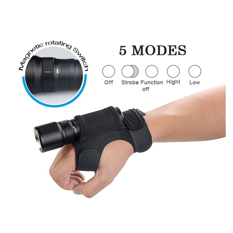 TrustFire TR-DF008 LED potápačská baterka 700 lumenov vodotesná IPX8 s magnetickým ovládaním outdoorové vybavenie