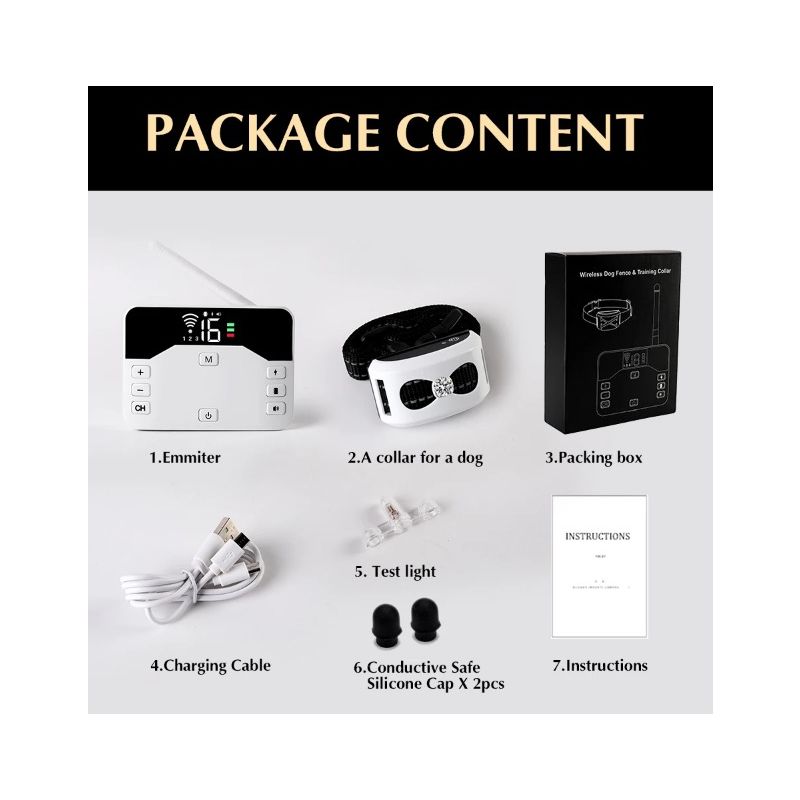 Bezdrôtový plot pre psov a diaľkový výcvikový obojok 2-v-1 Výcvik a ochrana domáceho maznáčika pre všetky veľkosti
