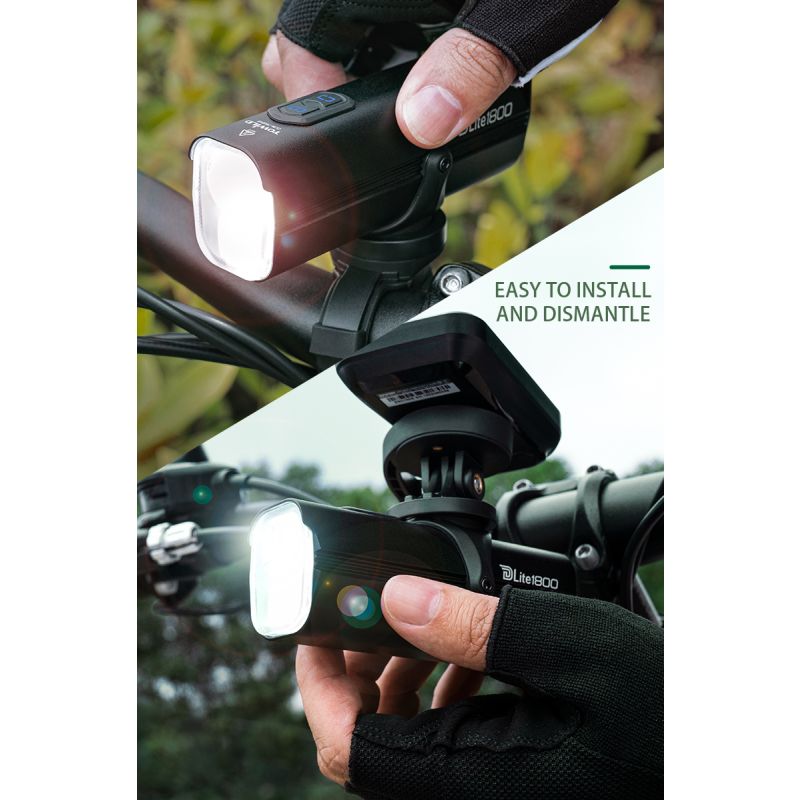 TOWILD DLite 1800 USB nabíjacie predné svetlo na bicykel 2100 lúmenov 5000mAh batéria LED cyklistické príslušenstvo