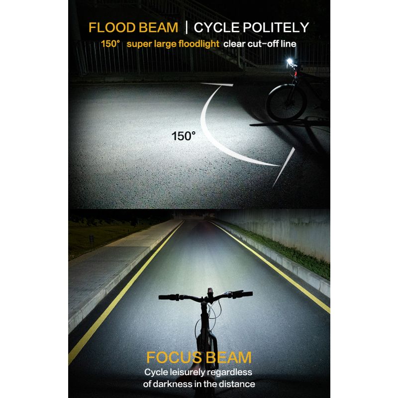 TOWILD DLite 1800 USB nabíjacie predné svetlo na bicykel 2100 lúmenov 5000mAh batéria LED cyklistické príslušenstvo