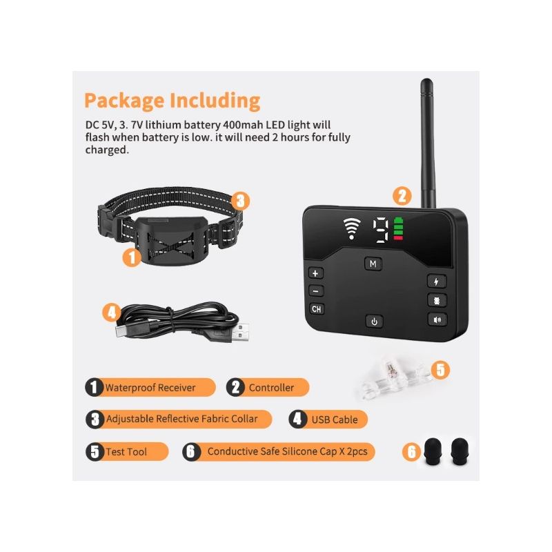 Inteligentný výcvikový pes s Bezdrôtovým ohradníkom a Elektrickým obojkom pre bezpečný výcvik a zodpovednosť