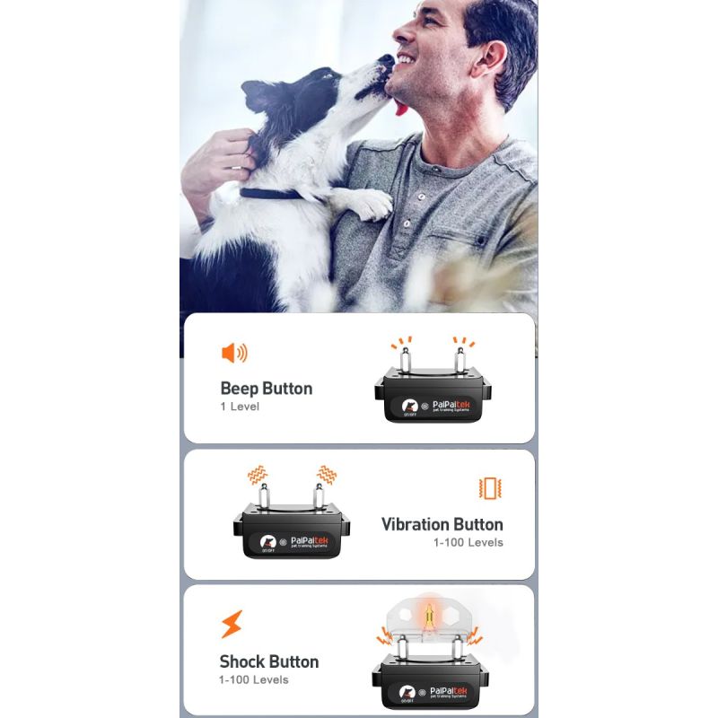 Elektrický výcvikový obojok pre psov IPX7 vodotesný nastaviteľné vibrácie statický šok diaľkové ovládanie 1000 m
