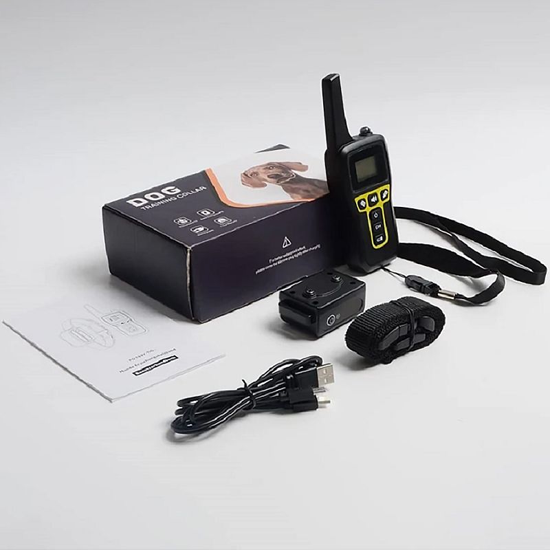 Elektrický výcvikový obojok pre psov IPX7 vodotesný nastaviteľné vibrácie statický šok diaľkové ovládanie 1000 m