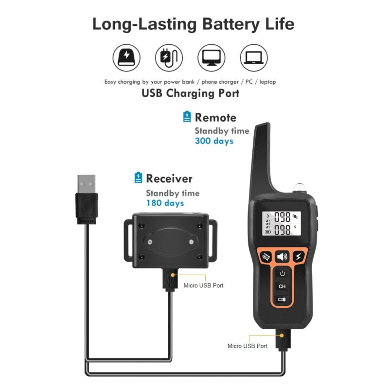 Elektrický výcvikový obojok pre psov IPX7 vodotesný nastaviteľné vibrácie statický šok diaľkové ovládanie 1000 m