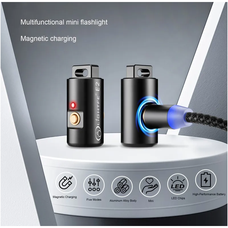 Mini LED Nabíjateľné Kempingové Svietidlo: Kompaktné & Prenosné, Vodotesné, s Kľúčenkou a Náhrdelníkom