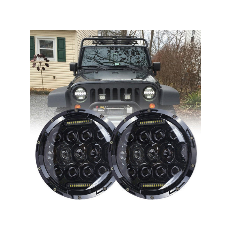 7-palcový motocyklový LED svetlomet Beam DRL Blinker pre Harley Jeep Wrangler 75W IP67 6000K svetlo