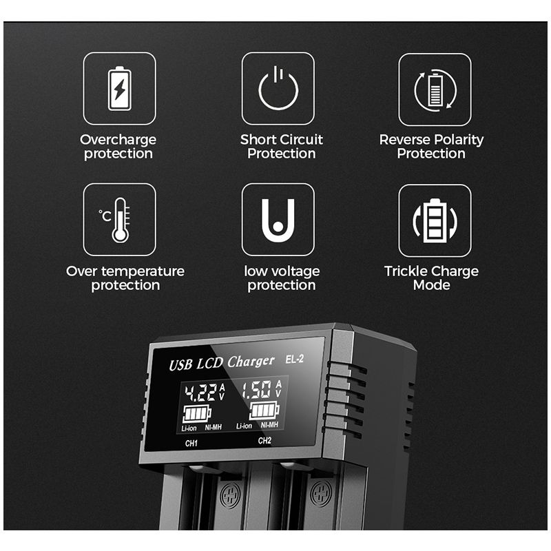 Inteligentná USB LCD nabíjačka na batérie 18650 univerzálna nabíjačka pre efektívne nabíjanie 3,7V lítiových batérií