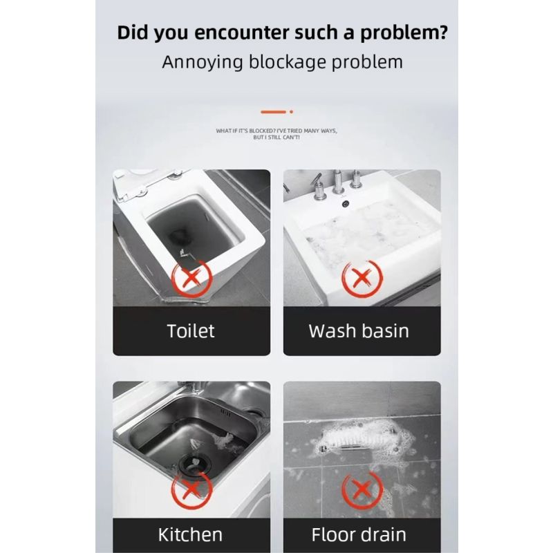 Odblokovací nástroj Odblokovac potrubia z nehrdzavejúcej ocele pre efektívne odstraňovanie upchávok v domácnosti