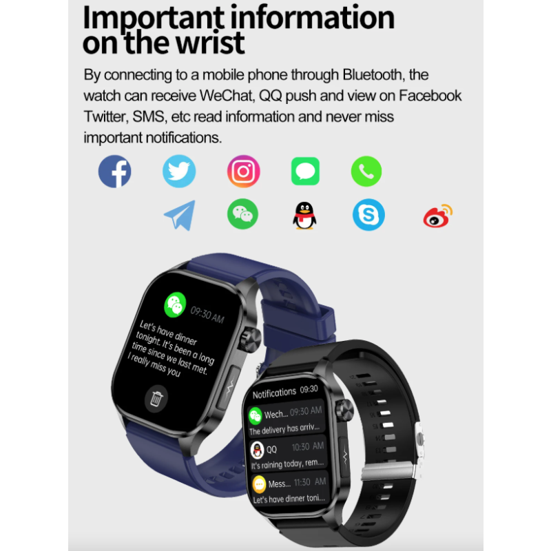 E580 inteligentné hodinky: Meranie glukózy, EKG, srdca a tlaku. IP68. Váš strážca zdravia!