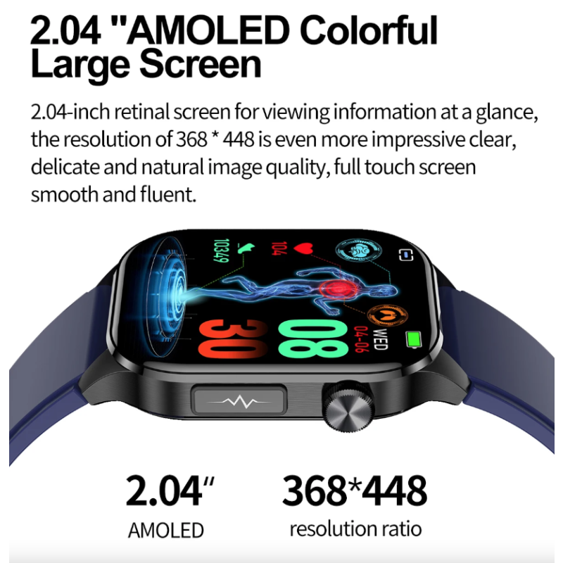 E580 inteligentné hodinky: Meranie glukózy, EKG, srdca a tlaku. IP68. Váš strážca zdravia!