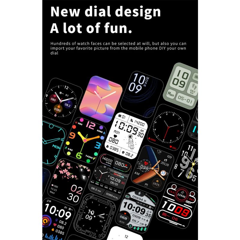 F57L Smart hodinky: Meranie Krvnej Glukózy, Tlaku, Srdcovej Frekvencie. 1.91