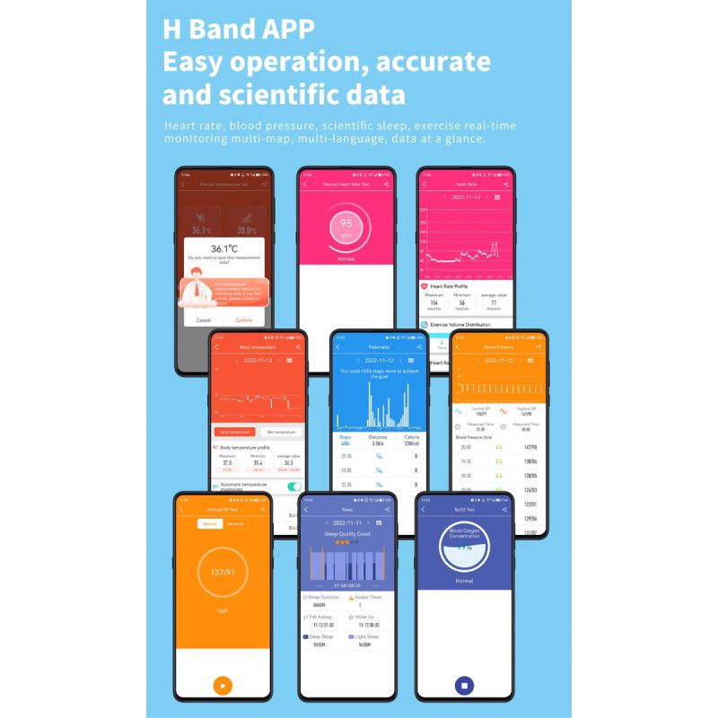 F57L Smart hodinky: Meranie Krvnej Glukózy, Tlaku, Srdcovej Frekvencie. 1.91