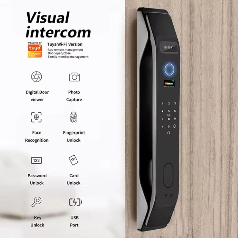 3D Face Recognition Unlock Digital Door Lock With Camera FIngerprint Password Unlock Keyless Electronic Door Lock