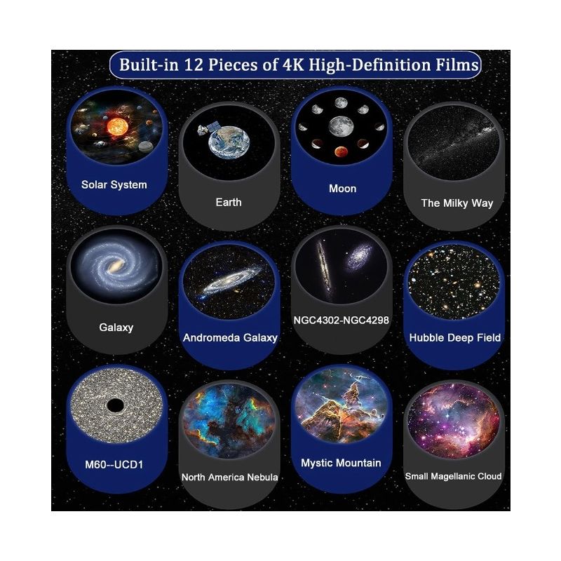 Objavte upokojujúcu atmosféru s naším 12-v-1 Galaxy projektorom nočné svetlo 360° otočný projektor pre deti aj dospelých