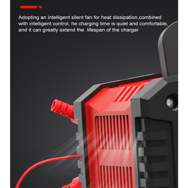 Prenosná nabíjačka autobatérií FOXSUR 20A pre 12V 24V motocyklové AGM LiFePO4 batérie s 7-stupňovým nabíjaním