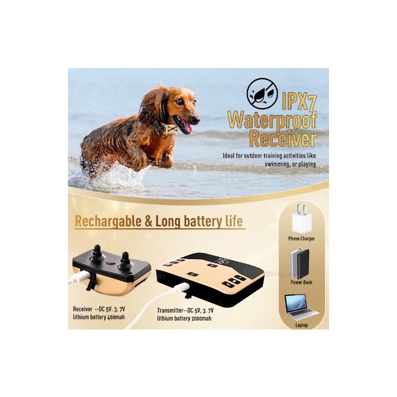 Bezdrôtový Elektronický Ohradník 2-v-1 Elektrický Obojok na Výcvik Psov Pohodlný Dizajn pre Bezpečné Zvieratá