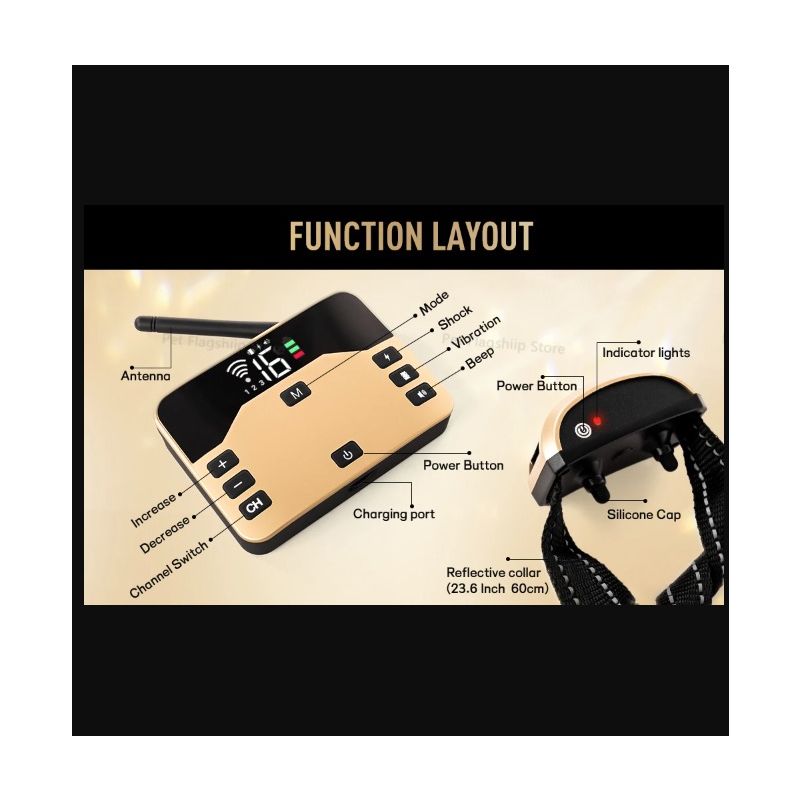 Bezdrôtový Elektronický Ohradník 2-v-1 Elektrický Obojok na Výcvik Psov Pohodlný Dizajn pre Bezpečné Zvieratá