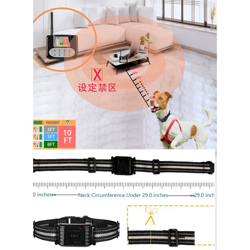 Bezdrôtový elektronický systém oplotenia psov 3 v 1 nastavenie oplotenia a zastavenie štekania
