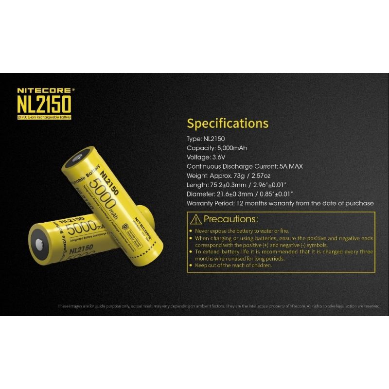 NITECORE NL2150 5000mAh batéria 21700 pre výkonné baterky a prenosné zariadenia s dlhodobou výdržou