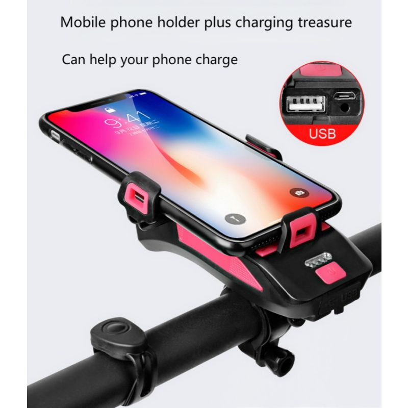 Bicykel svetlo 4 v 1 s 800 lumenmi LED klaksón držiak na telefón power bank cyklistické doplnky nabíjateľné
