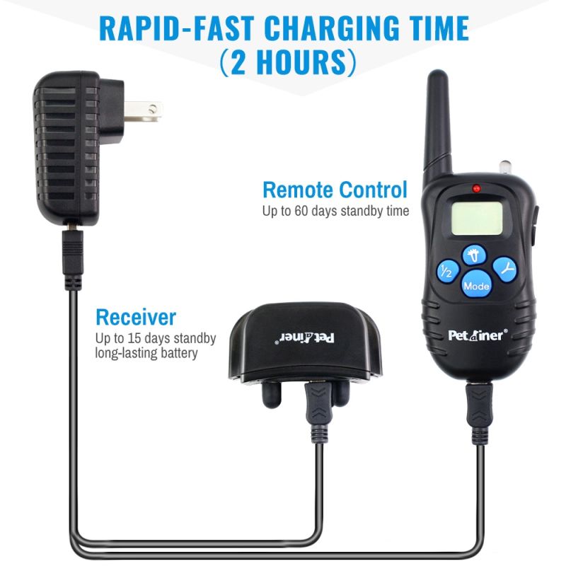 Petrainer 998D výcvikový obojok pre psov vodotesný šokový obojok s LCD displejom a diaľkovým ovládaním
