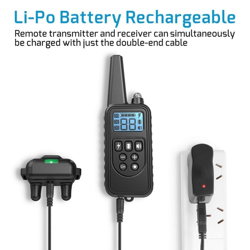 Vodotesný elektrický tréningový obojok pre psov s LCD displejom diaľkové ovládanie a nastaviteľné úrovne