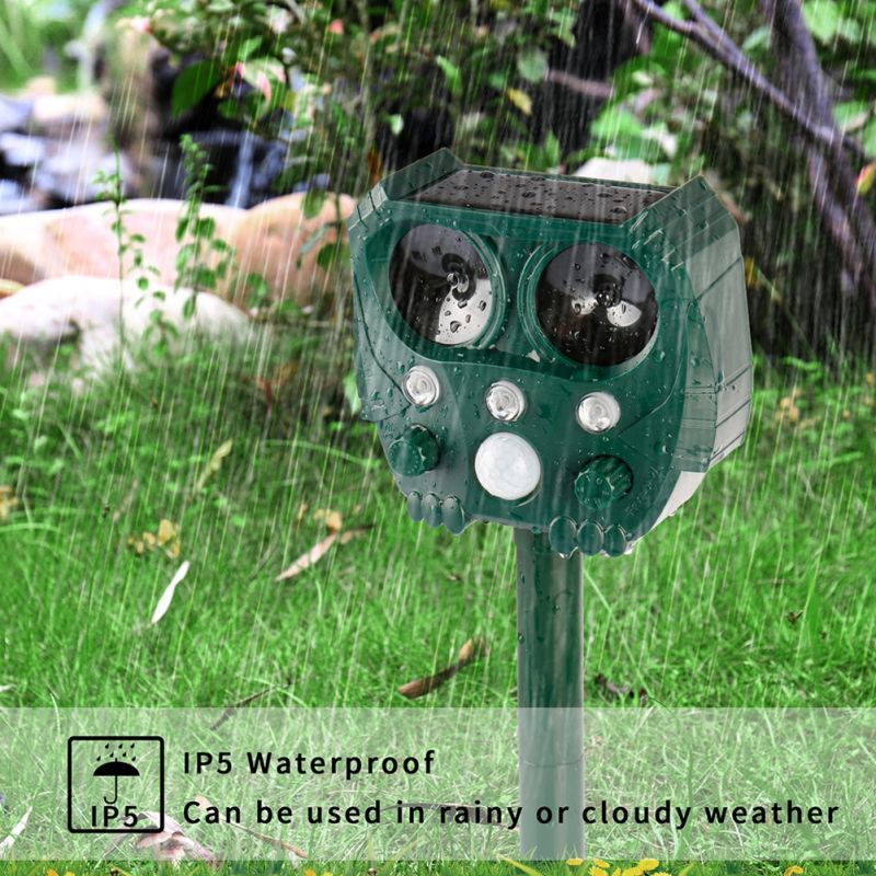 Odpudzovač zvierat ultrazvukový solárne napájanie IP44 odpudzovač vtákov psov mačiek humánny kontrola škodcov