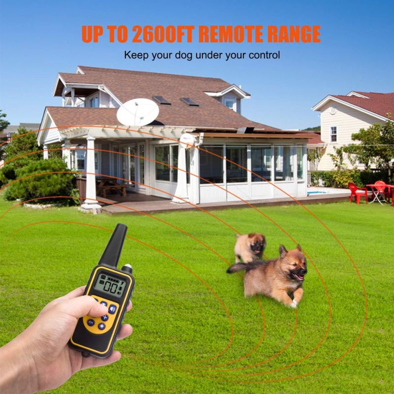 Plne vodotesný nabíjateľný obojok pre psov s LCD displejom a nastaviteľnými úrovňami pre tréning všetkých veľkostí