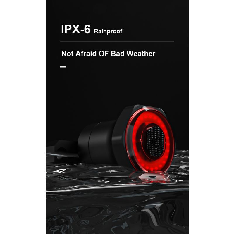 Inteligentné bicyklové chvostové svetlo LED s automatickým štart-stop IPX6 vodotesné cyklistické príslušenstvo