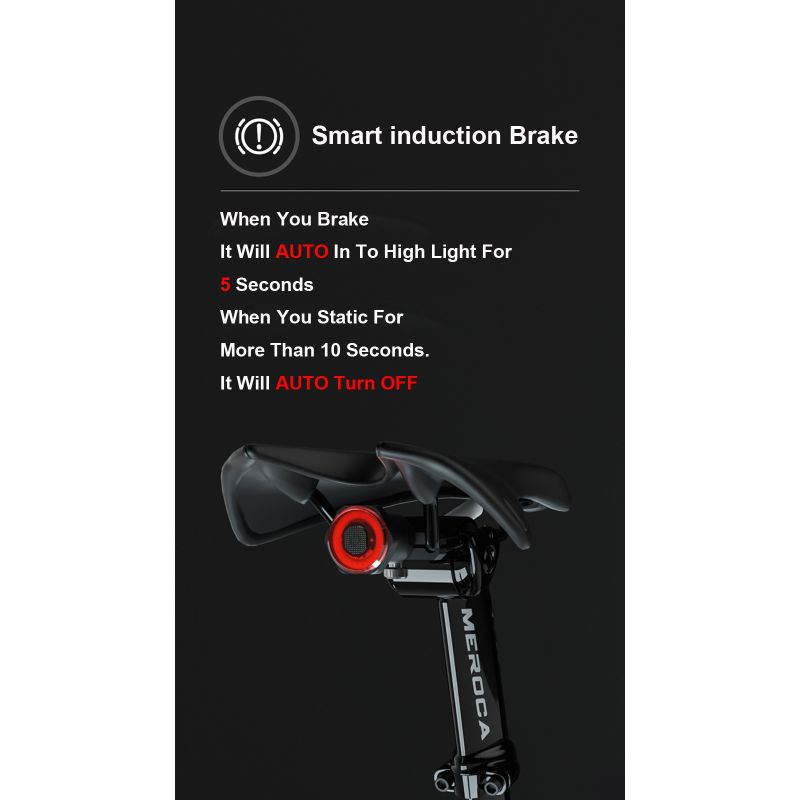 Inteligentné bicyklové chvostové svetlo LED s automatickým štart-stop IPX6 vodotesné cyklistické príslušenstvo