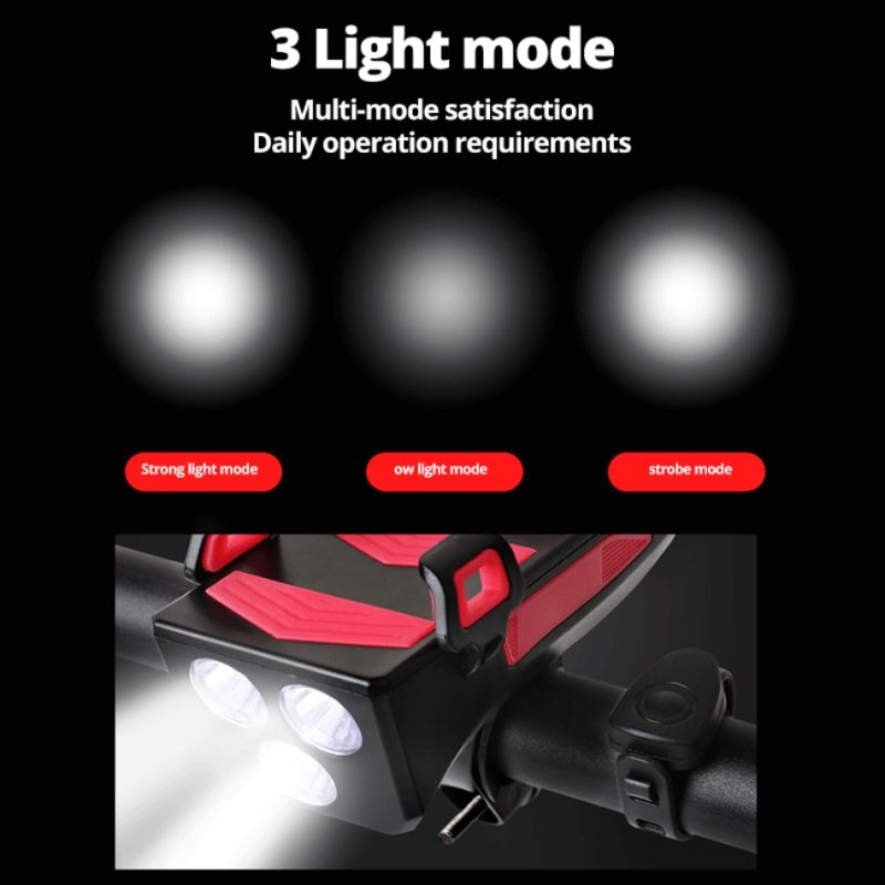 Bicykel svetlo 4 v 1 s 800 lumenmi LED klaksón držiak na telefón power bank cyklistické doplnky nabíjateľné