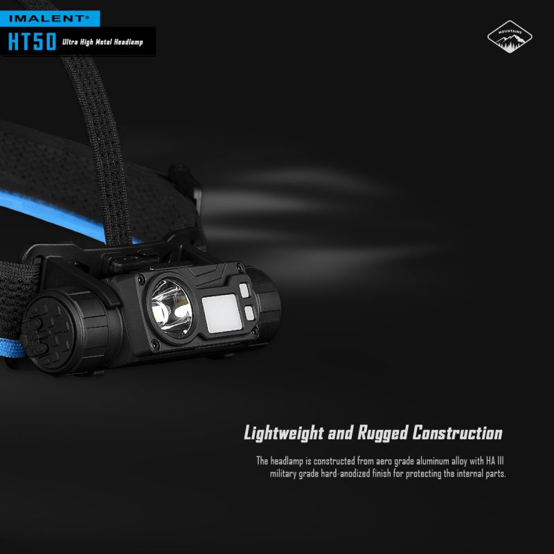Objavte IMALENT HT50 dobrodružnú čelovku s dlhým chodom a vysokým svetelným výkonom ideálnu na outdoorové osvetlenie