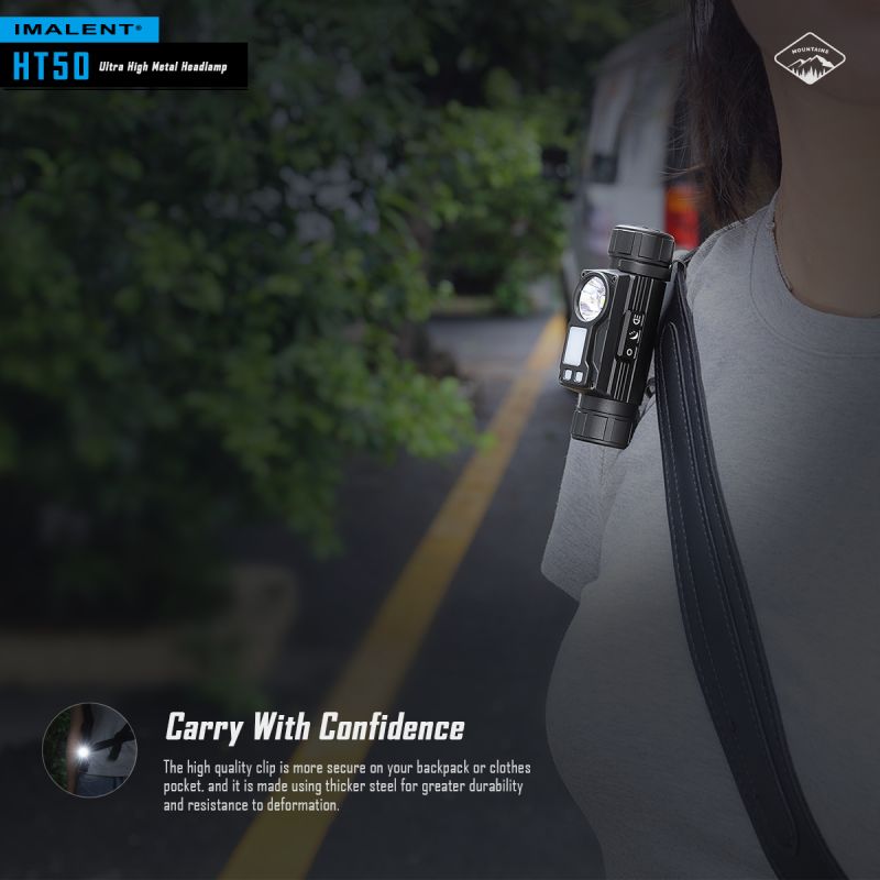 Objavte IMALENT HT50 dobrodružnú čelovku s dlhým chodom a vysokým svetelným výkonom ideálnu na outdoorové osvetlenie
