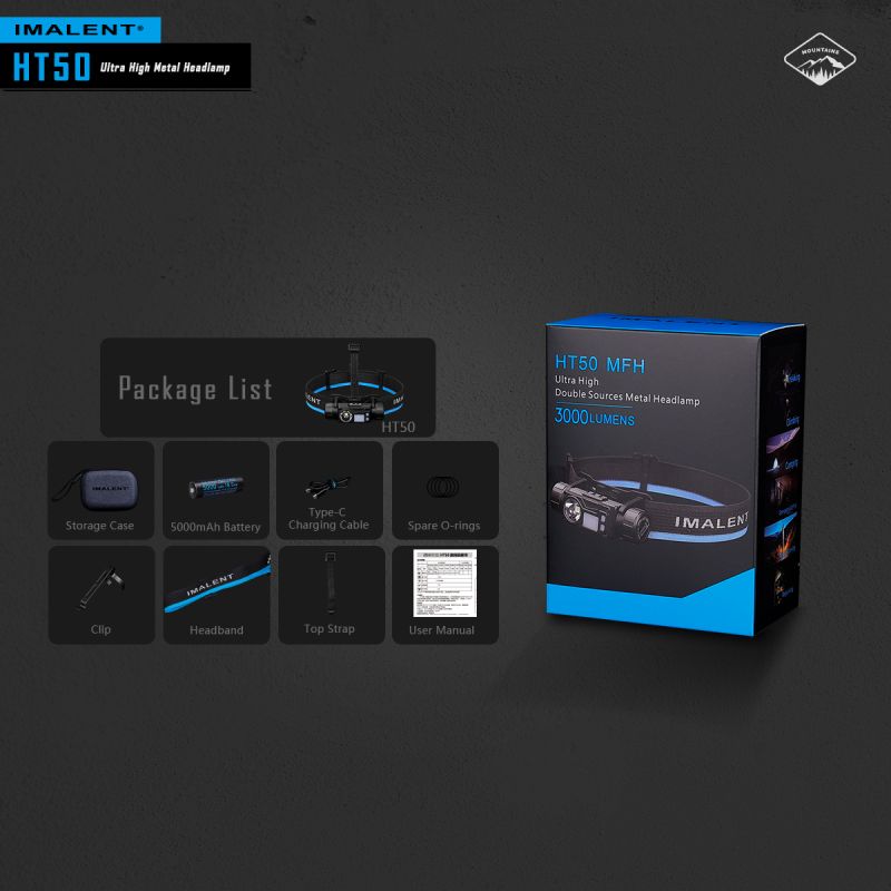 Objavte IMALENT HT50 dobrodružnú čelovku s dlhým chodom a vysokým svetelným výkonom ideálnu na outdoorové osvetlenie