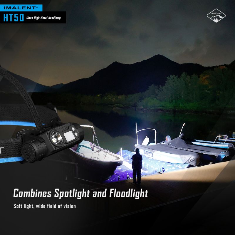 Objavte IMALENT HT50 dobrodružnú čelovku s dlhým chodom a vysokým svetelným výkonom ideálnu na outdoorové osvetlenie