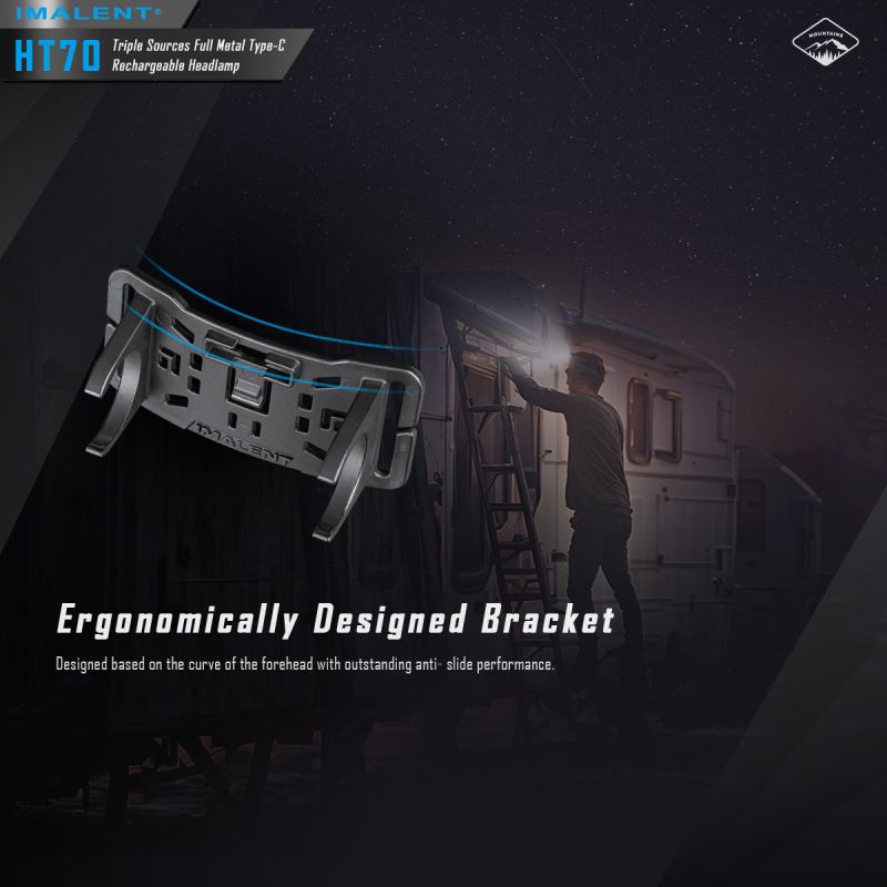 Dobrodružná čelovka IMALENT HT70 3500 lúmenov XHP50.3 HI LED s tromi zdrojmi svetla pre vonkajšie osvetlenie