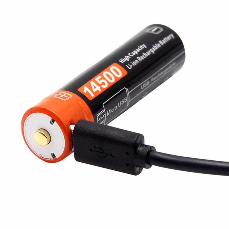 DoublePow 14500 750mAh ekologická batéria s LED indikátorom Micro USB nabíjateľná 3.7V Li-ion batéria na kempovanie