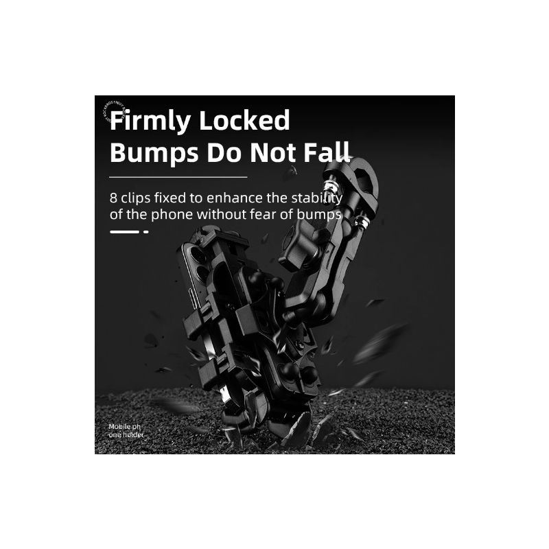 ROCKBROS držiak telefónu na bicykel nastaviteľný hliníkový držiak s tlmením nárazov pre motocykle