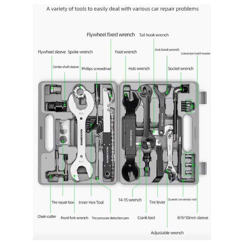 ROCKBROS profesionálne cyklistické náradie odolná multifunkčná sada na opravu bicykla z uhlíkovej ocele